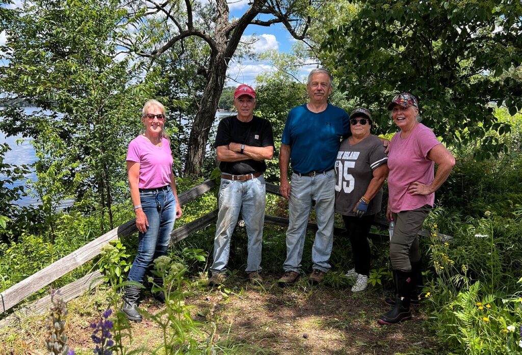 Volunteers working on the Shoreline Project in downtown Schoepke.